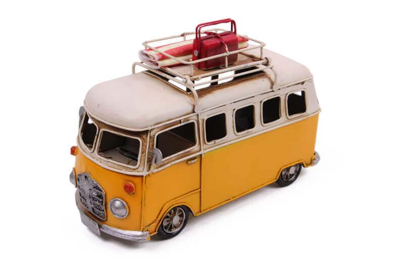 Dekoratif Metal Minibüs Kalemlik ve Çerçeveli (Sarı) resmi