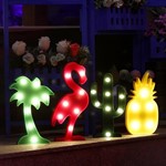 3D Led Işıklı Mini Gece Lambası, Flamingo, Unicorn, Kaktüs resmi