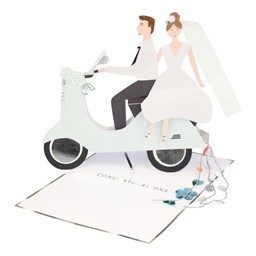 Scooter Çift Düğün Tebrik Kartı resmi